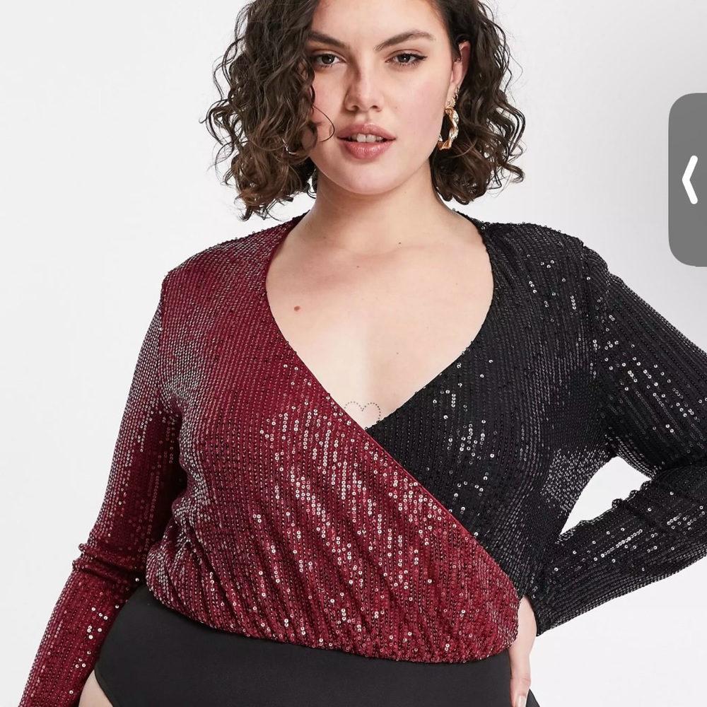 Red and Black Sequin Bodysuit